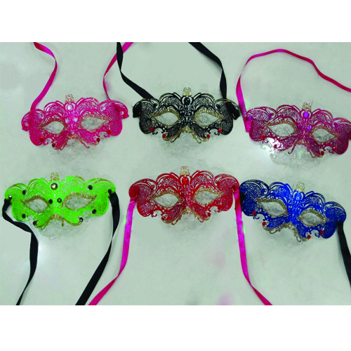 MASQUE EN DENTELLE METALLIQUE - ASSORTIES - PAQUET DE 12 (DISC)