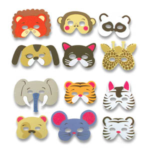 MASQUE ANIMAL EN MOUSSE 13" - ASSORTIES - PAQUET DE 12