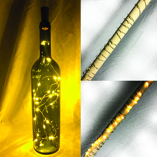 BOUCHON DE STYLE LIEGE LUMINEUX - BLANC - (20 DEL) - 3 BATTERIES AG13 INCLUSES & REMPLAÇABLES