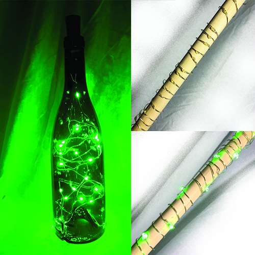 BOUCHON DE STYLE LIEGE LUMINEUX - VERT - (20 DEL) - 3 BATTERIES AG13 INCLUSES & REMPLAÇABLES