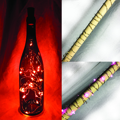 BOUCHON DE STYLE LIEGE LUMINEUX - ROSE - (20 DEL) - 3 BATTERIES AG13 INCLUSES & REMPLAÇABLES