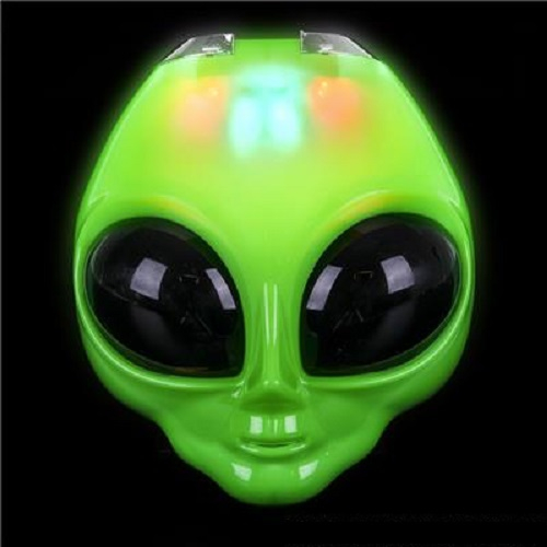 MASQUE EXTRA-TERRESTRE LUMINEUX 8" - 2 BATTERIES CR2016 INCLUSES & REMPLAÇABLES