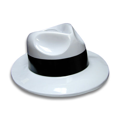 CHAPEAU DE GANGSTER BLANC AVEC RUBAN NOIR - PAQUET DE 12