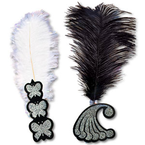 TIARES ANNEES 20 A PLUME - NOIR ET BLANC - PAQUET DE 50