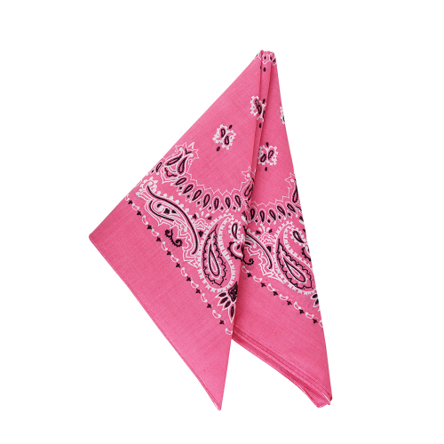 FOULARD BANDANA 19" X 19" - ROSE FLUO - PAQUET DE 12