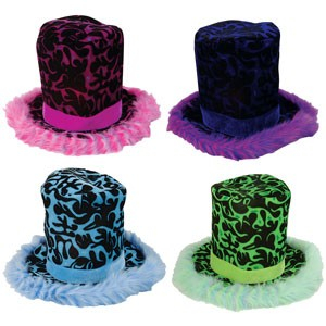CHAPEAU HAUT 9" - FLAMMES - ASSORTIES - PAQUET DE 12 (DISC)