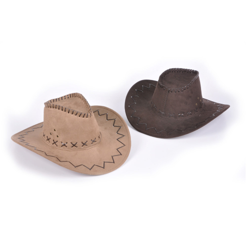 CHAPEAU DE COWBOY EN SUEDE - ASSORTIES - BRUN ET BEIGE