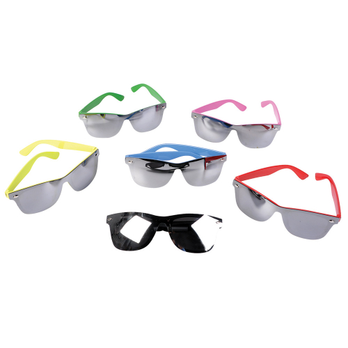 LUNETTES DE SOLEIL MIROIR - ASSORTIES FLUO - PAQUET DE 12 (DISC)