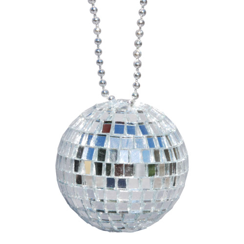 COLLIER BOULE DISCO 2" SUR CHAINE - PAQUET DE 12