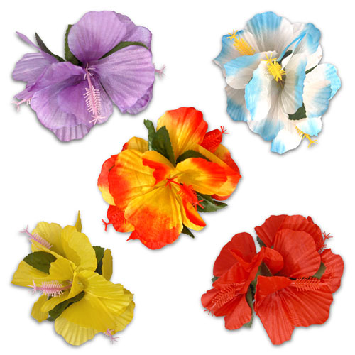 PINCE A CHEVEUX AVEC FLEUR - ASSORTIES - PAQUET DE 12