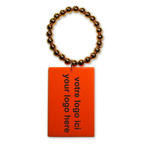 BRACELET DE PERLES MEDAILLON CARRE / COLLIER BOUTEILLE - ORANGE - (DISC.) #385