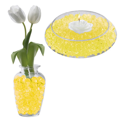 PERLES D'EAU DECORATIVES EN GEL - JAUNE - (½ OZ) - (DISC.)