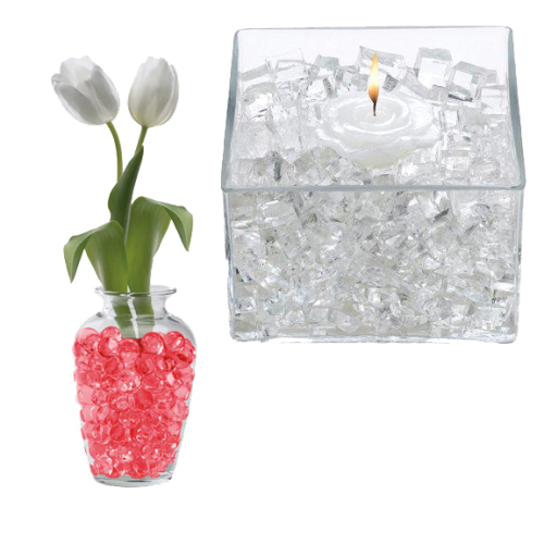 CUBES D'EAU DECORATIFS EN GEL - ROUGE - (POT DE 10 OZ)