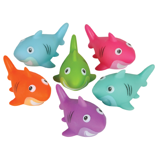 2'' RUBBER SHARK - ASSORTED - PACK OF 12