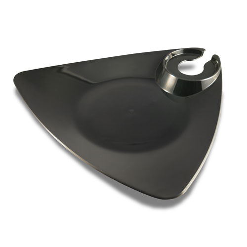 ASSIETTE TRIANGULAIRE AVEC SUPPORT POUR VERRE A VIN - NOIR - PAQUET DE 10