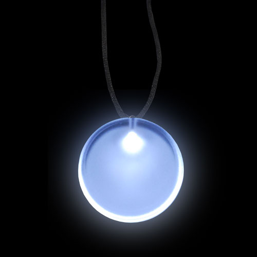 BADGE DEL ROND AVEC CORDON - BLANC - 3 BATTERIES AG3 INCLUSES & REMPLAÇABLES