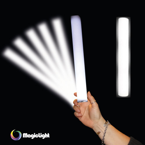 BATON STYROMOUSSE DEL - BLANC - PAQUET DE 12 - 3 BATTERIES AG13 INCLUSES & REMPLAÇABLES