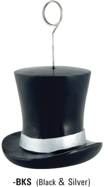 CHAPEAUX PORTE PHOTO/BALLON - NOIR &ARGENT - PAQUET OF 6