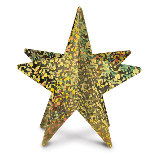 3-D PRISMATIC STAR CENTERPIECES 12" - GOLD - PACK OF 12