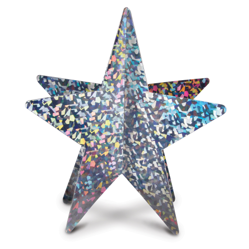 3-D PRISMATIC STAR CENTERPIECES 12" - SILVER - PACK OF 12