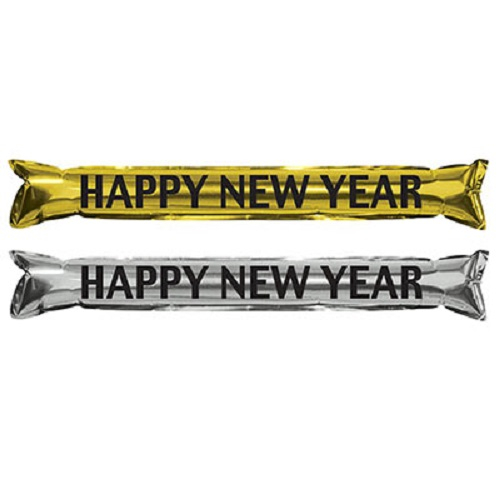 BATON BANG 22" HAPPY NEW YEAR - ARGENT - OR - PAQUET DE 25 PAIRES