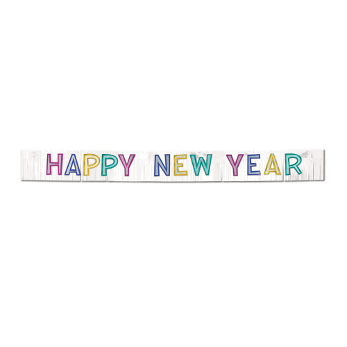 BANNIERES METALLIQUES HAPPY NEW YEAR 10" x 9' 6" - MULTICOLORE - PAQUET DE 6