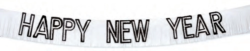 BANNIERE HAPPY NEW YEAR NOIR A PAILLETTE - PAQUET DE 12