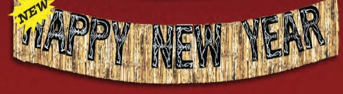 BANNIERE OR HAPPY NEW YEAR (15" X 12') - CHAQUE
